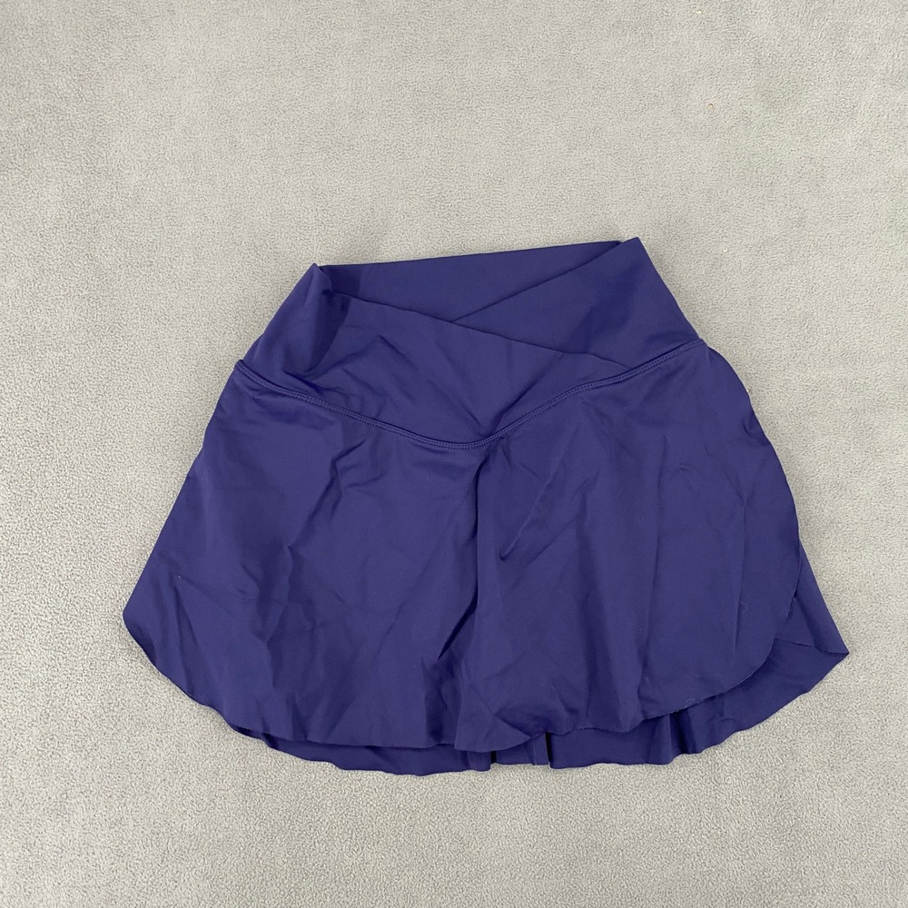 Athletic Crossover Waist Skort Purple Activewear Skirt with Pockets 5798